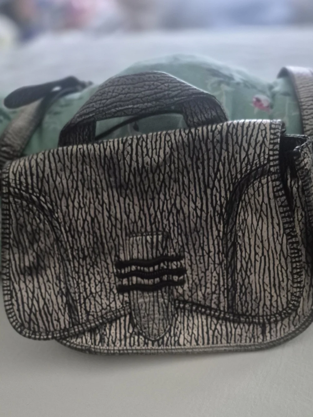 Textured Black & White Mini Satchel